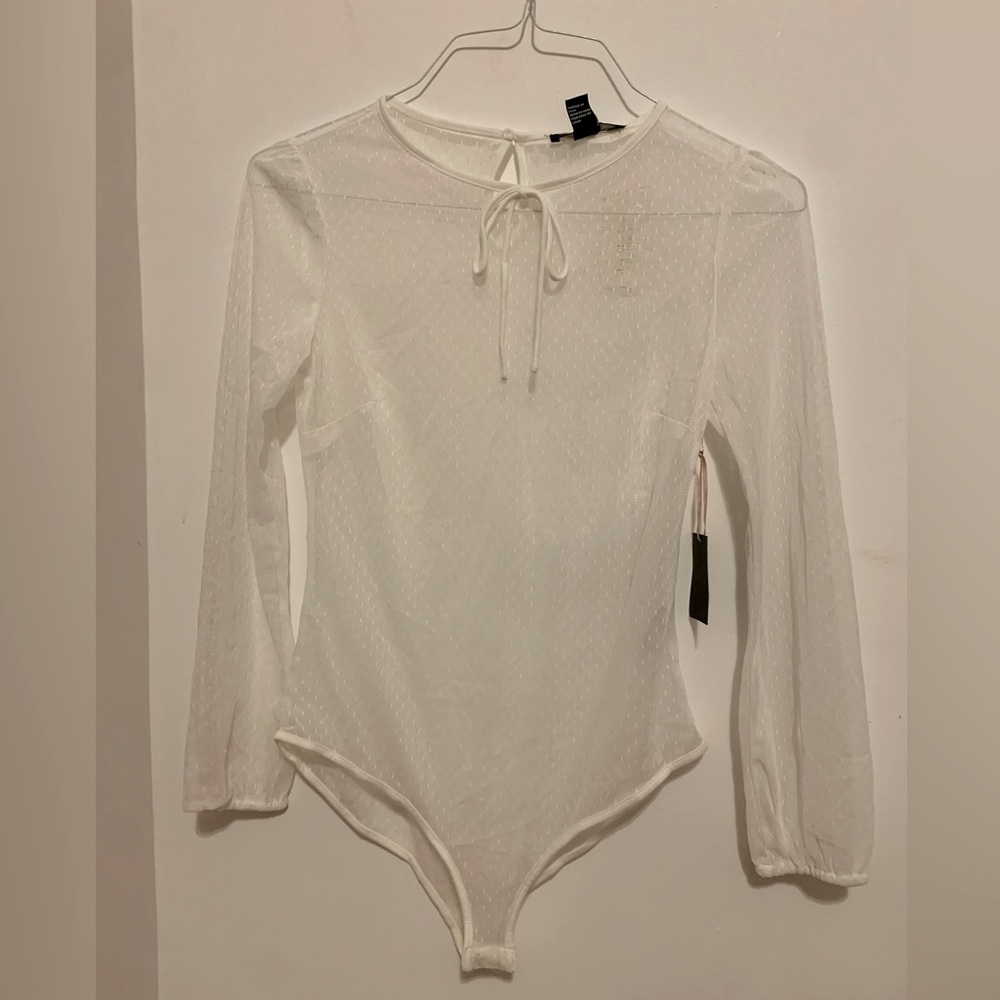 White Mesh Dotted Bodysuit